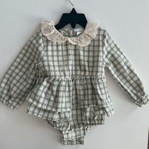 Nicole Miller Plaid Ruffle Baby Romper 18M